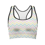 Pastel Chevron Pattern Print Women's Sports Bra