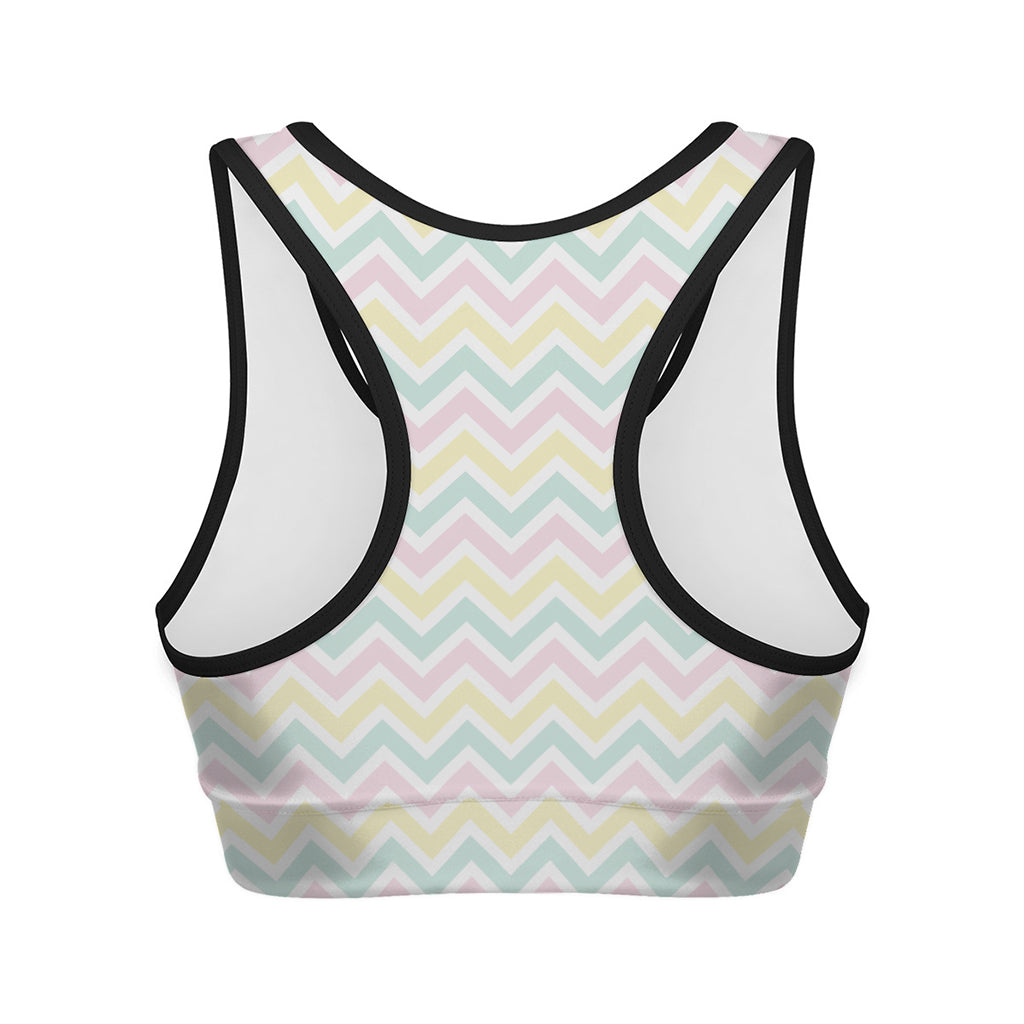 Pastel Chevron Pattern Print Women's Sports Bra