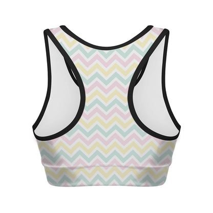 Pastel Chevron Pattern Print Women's Sports Bra