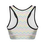 Pastel Chevron Pattern Print Women's Sports Bra