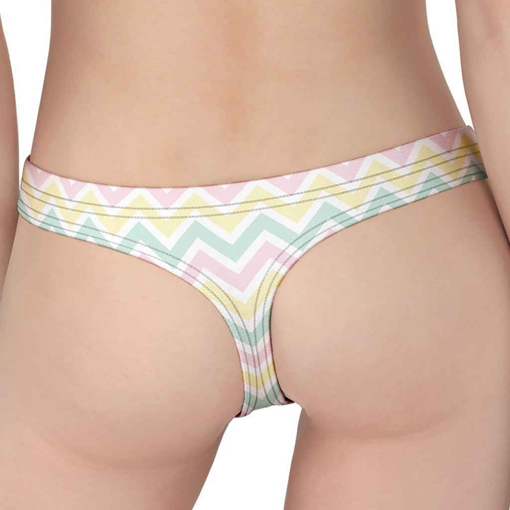Pastel Chevron Pattern Print Women's Thong