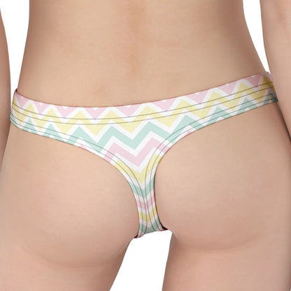 Pastel Chevron Pattern Print Women's Thong