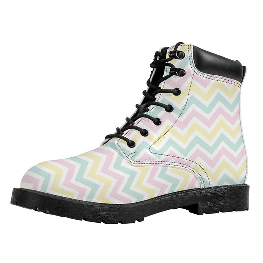 Pastel Chevron Pattern Print Work Boots