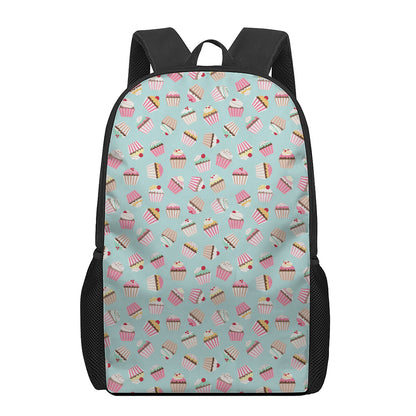 Pastel Cupcake Pattern Print 17 Inch Backpack