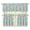 Pastel Cupcake Pattern Print 3 Piece Kitchen Curtains