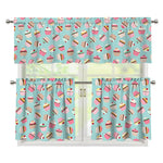 Pastel Cupcake Pattern Print 3 Piece Kitchen Curtains