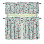 Pastel Cupcake Pattern Print 3 Piece Kitchen Curtains