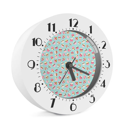 Pastel Cupcake Pattern Print Alarm Clock