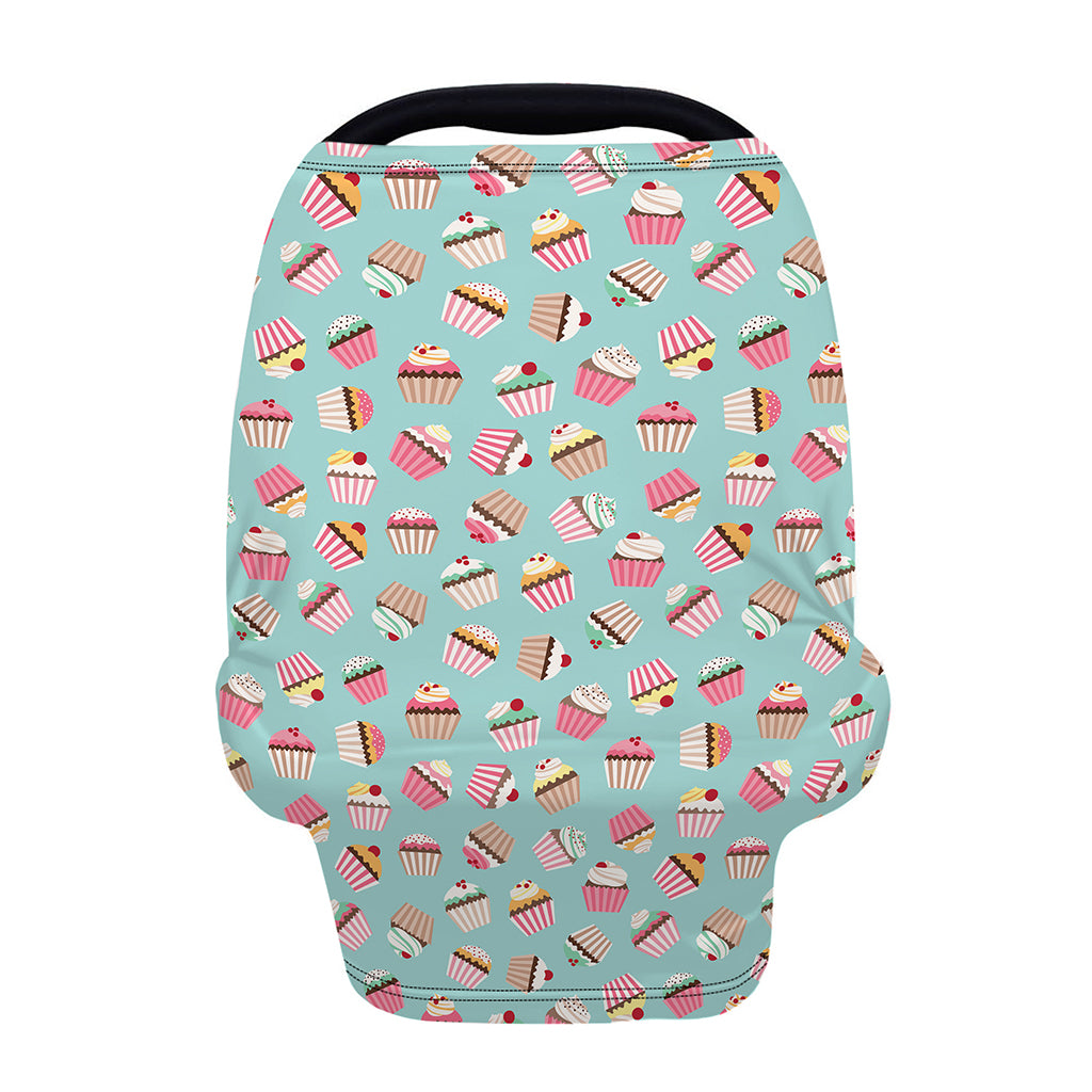 Pastel Cupcake Pattern Print Baby Seat Cover
