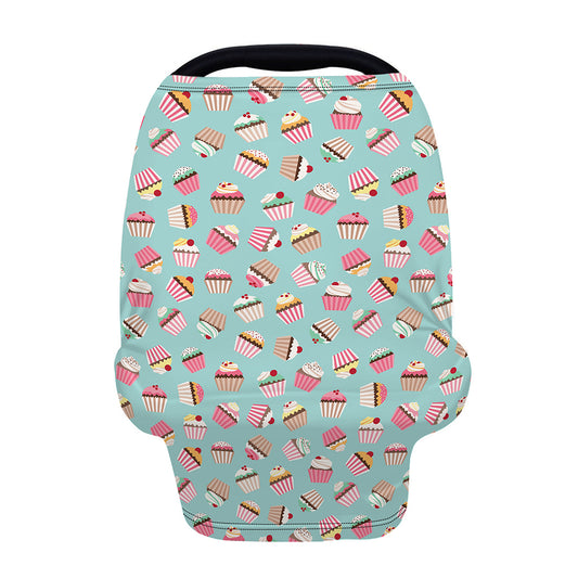 Pastel Cupcake Pattern Print Baby Seat Cover