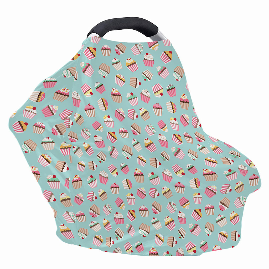Pastel Cupcake Pattern Print Baby Seat Cover