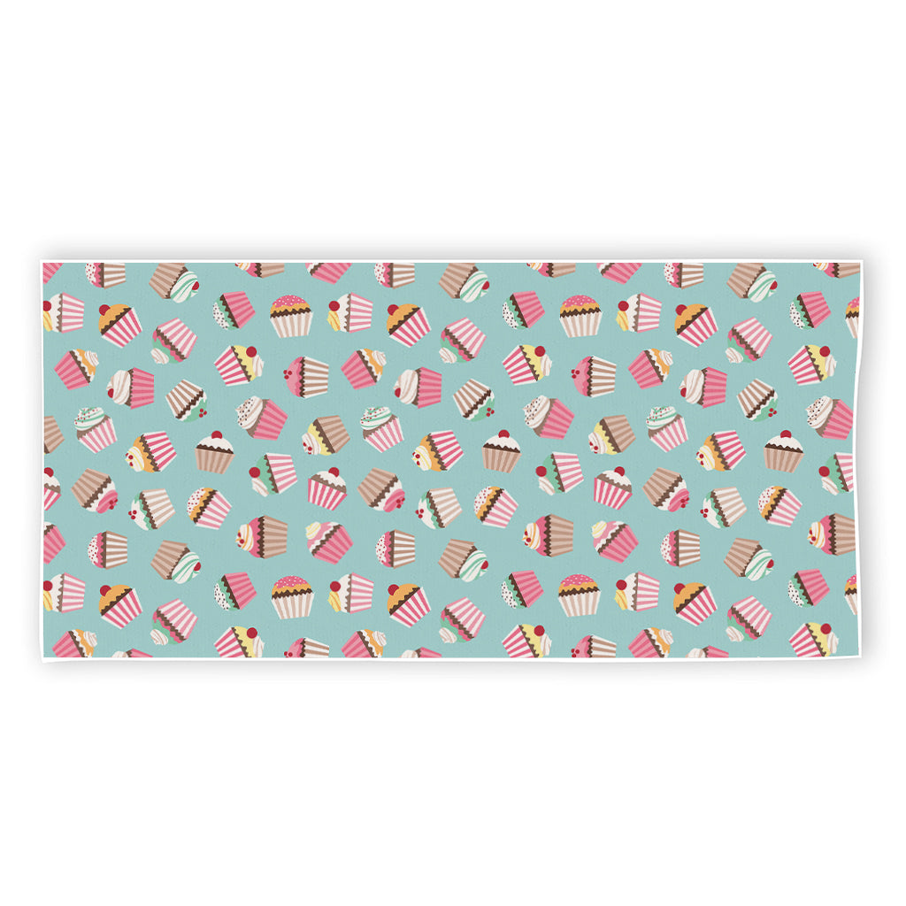 Pastel Cupcake Pattern Print Beach Towel