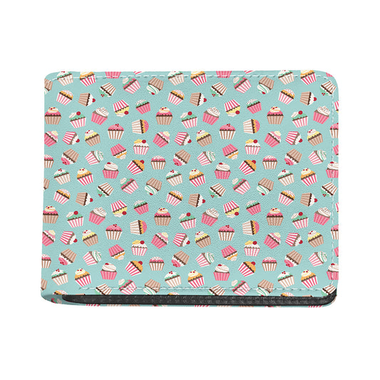Pastel Cupcake Pattern Print Bifold Wallet