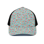 Pastel Cupcake Pattern Print Black Mesh Trucker Cap