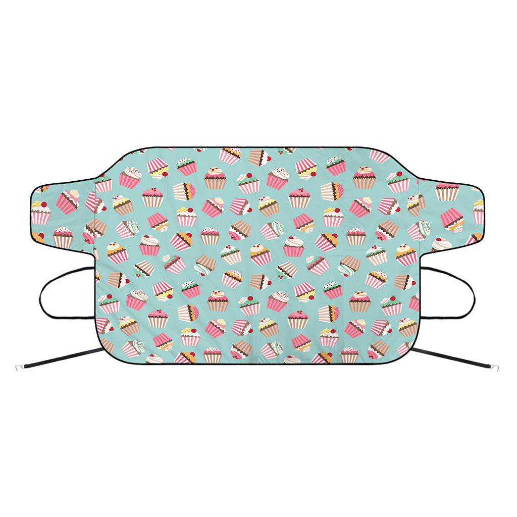 Pastel Cupcake Pattern Print Car Windshield Snow Cover