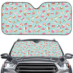 Pastel Cupcake Pattern Print Car Windshield Sun Shade