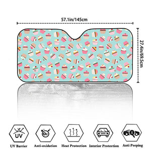 Pastel Cupcake Pattern Print Car Windshield Sun Shade