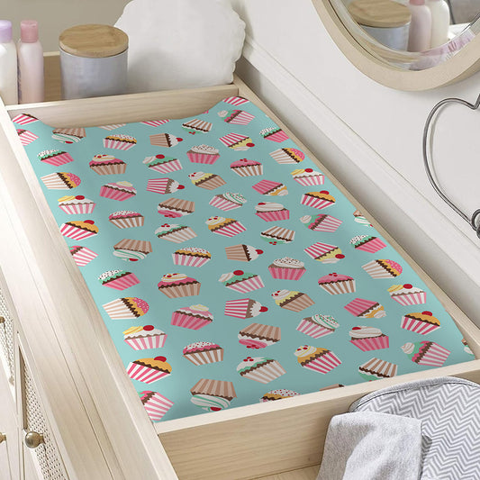 Pastel Cupcake Pattern Print Changing Pad Cover