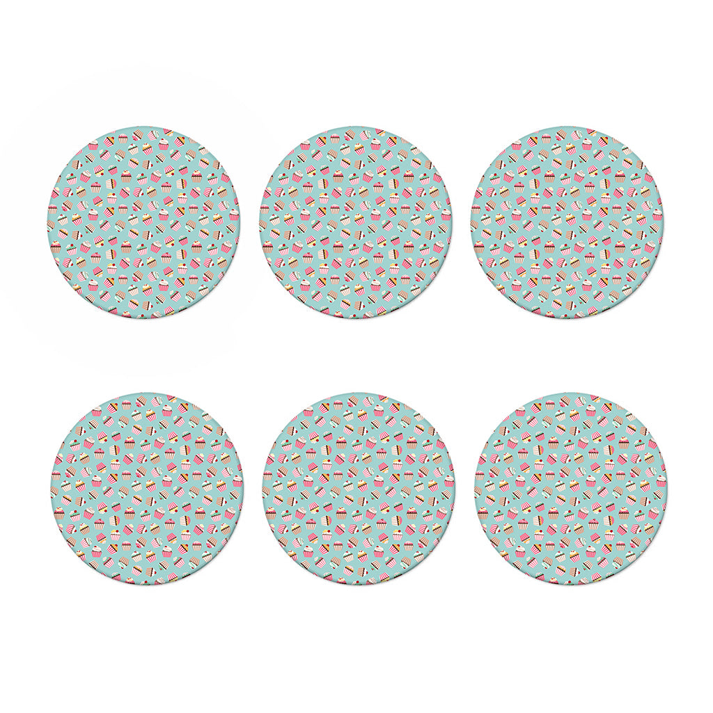 Pastel Cupcake Pattern Print Coaster Set
