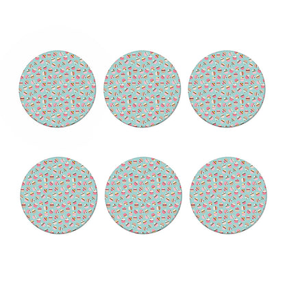 Pastel Cupcake Pattern Print Coaster Set