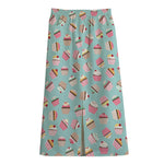 Pastel Cupcake Pattern Print Cotton Front Slit Maxi Skirt