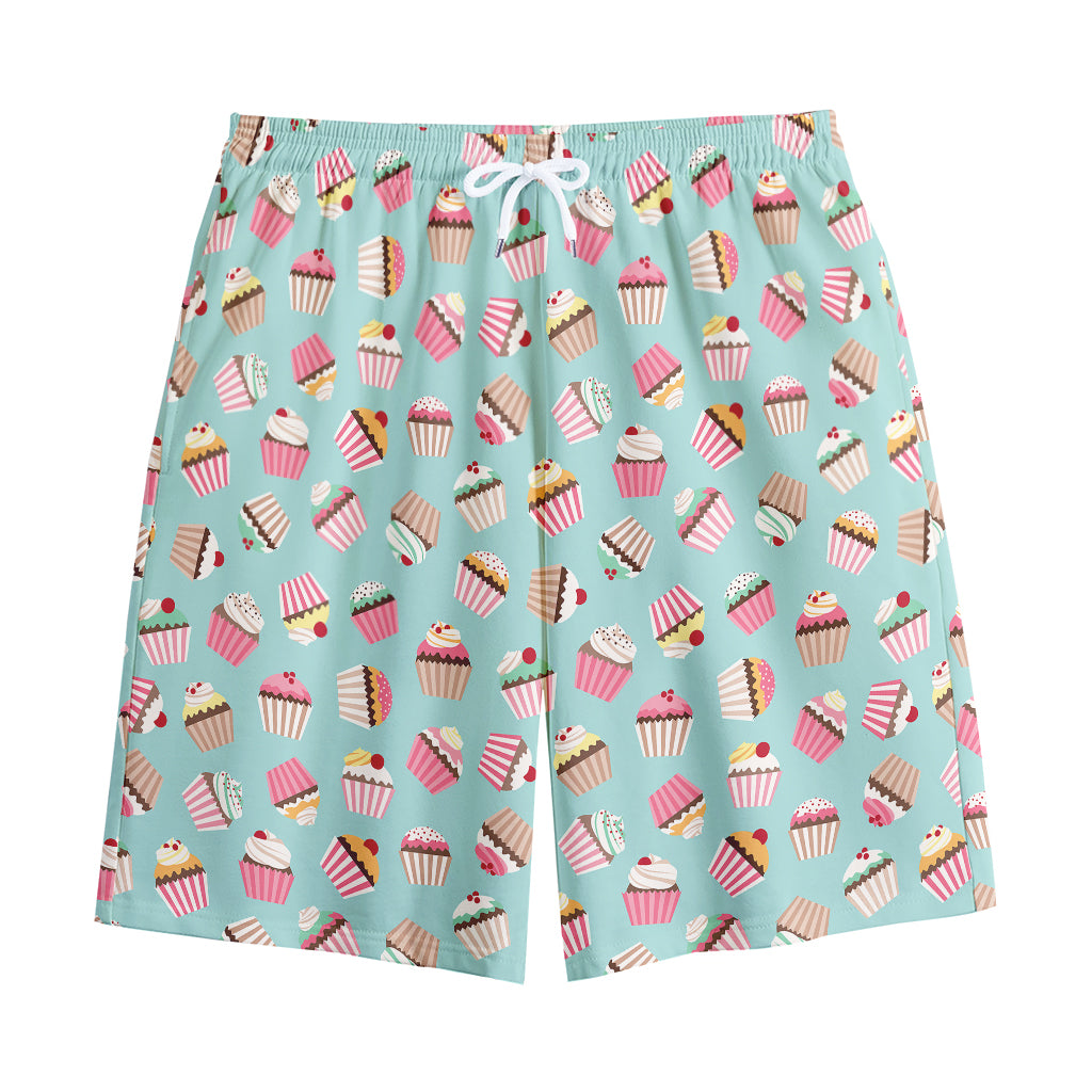 Pastel Cupcake Pattern Print Cotton Shorts