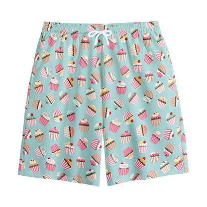 Pastel Cupcake Pattern Print Cotton Shorts