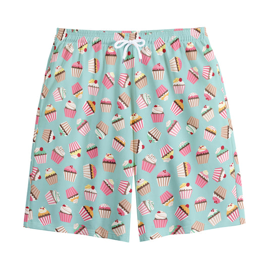 Pastel Cupcake Pattern Print Cotton Shorts