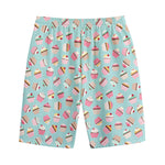 Pastel Cupcake Pattern Print Cotton Shorts