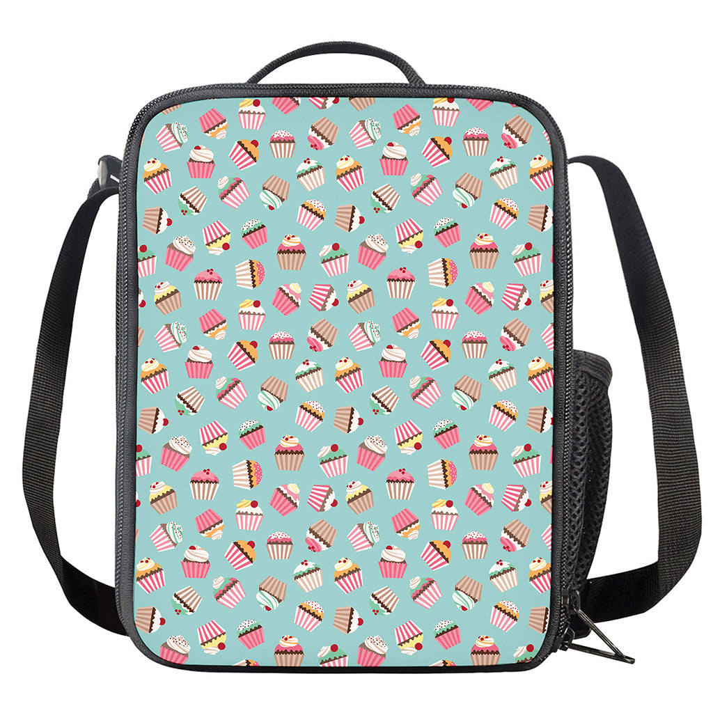 Pastel Cupcake Pattern Print Crossbody Lunch Bag