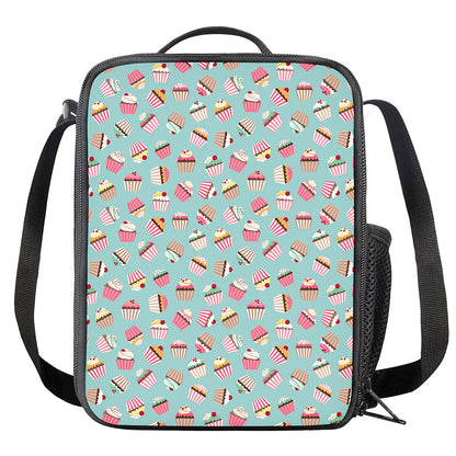 Pastel Cupcake Pattern Print Crossbody Lunch Bag