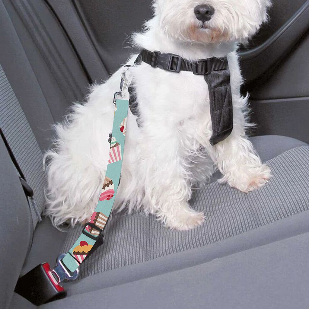 Pastel Cupcake Pattern Print Dog Seat Belt