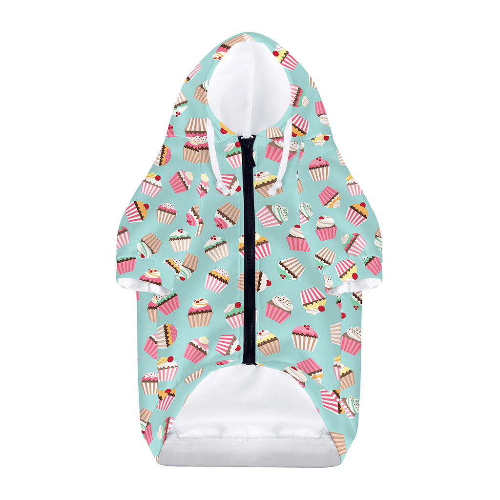 Pastel Cupcake Pattern Print Dog Zip Up Hoodie