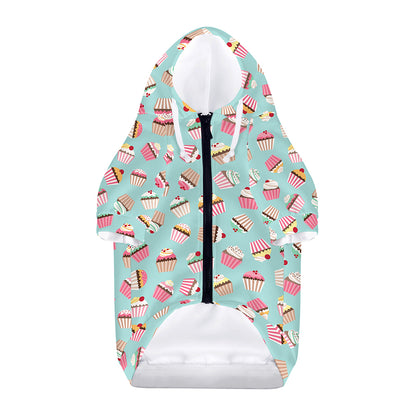 Pastel Cupcake Pattern Print Dog Zip Up Hoodie