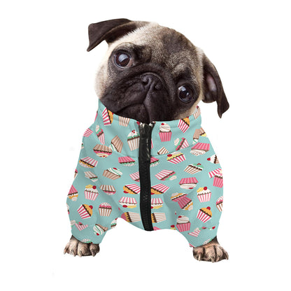 Pastel Cupcake Pattern Print Dog Zip Up Jacket