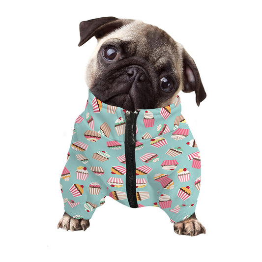 Pastel Cupcake Pattern Print Dog Zip Up Jacket