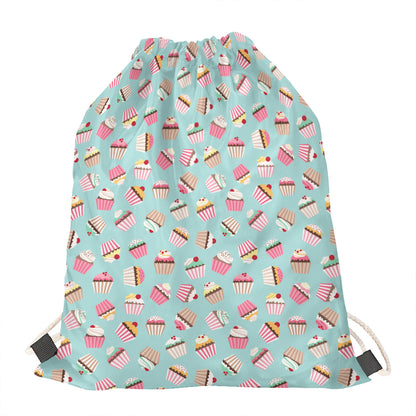 Pastel Cupcake Pattern Print Drawstring Bag