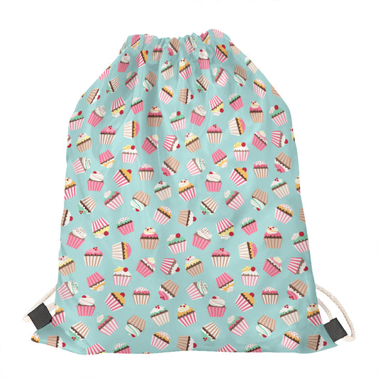 Pastel Cupcake Pattern Print Drawstring Bag