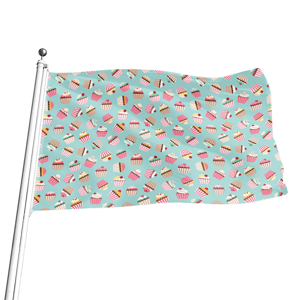 Pastel Cupcake Pattern Print Flag