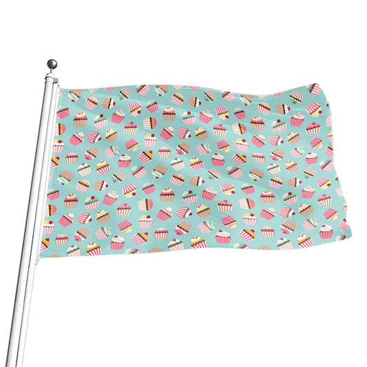 Pastel Cupcake Pattern Print Flag