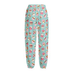 Pastel Cupcake Pattern Print Fleece Lined Knit Pants