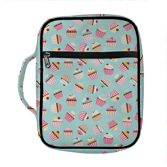 Pastel Cupcake Pattern Print Front Pocket Bible Bag