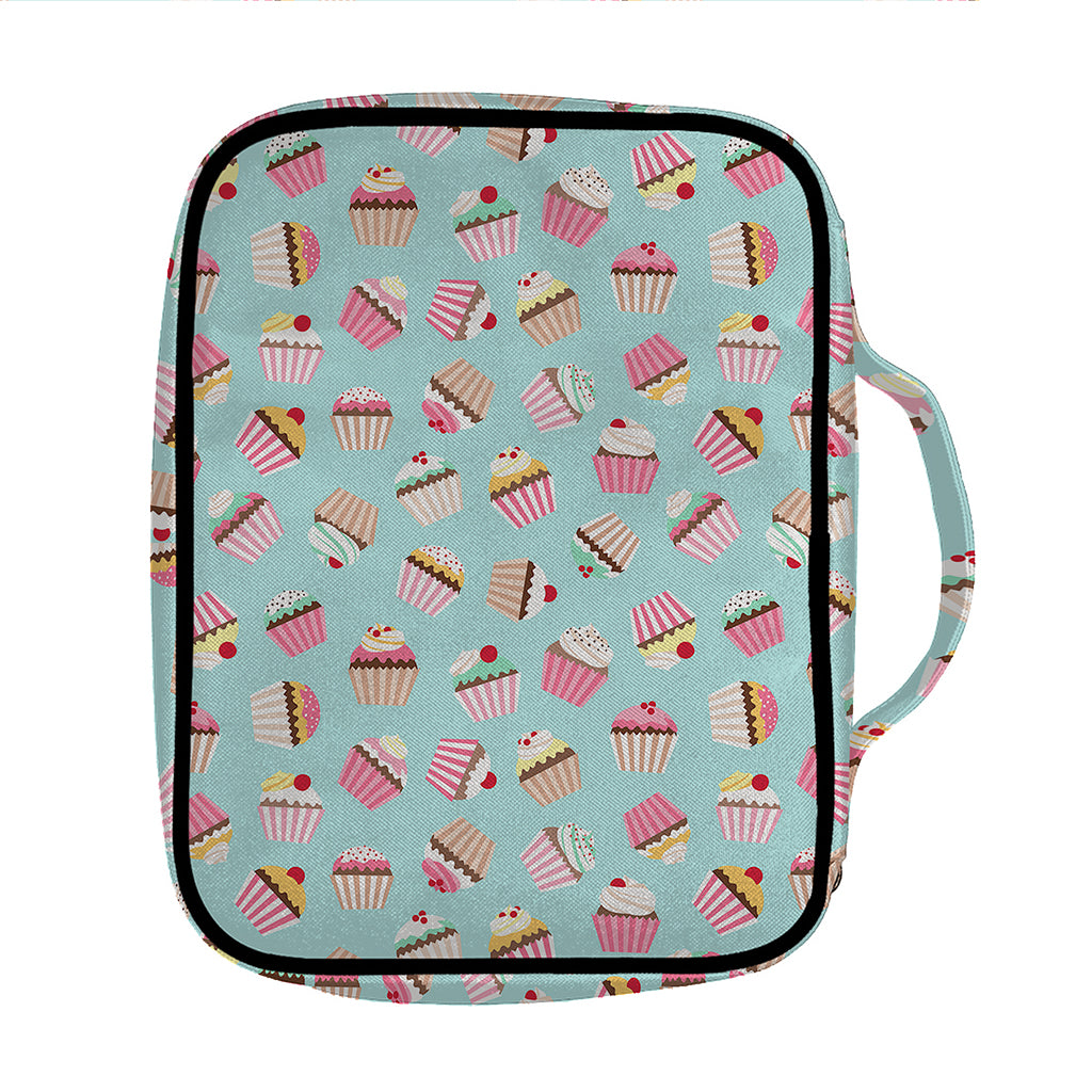 Pastel Cupcake Pattern Print Front Pocket Bible Bag