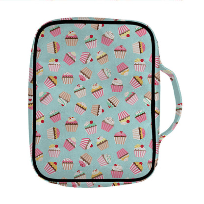 Pastel Cupcake Pattern Print Front Pocket Bible Bag