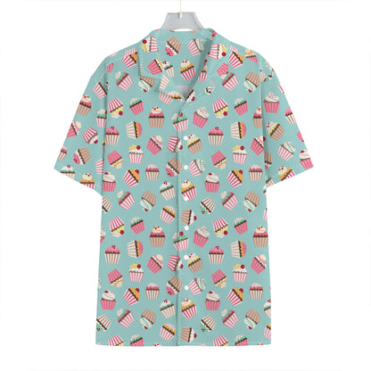 Pastel Cupcake Pattern Print Hawaiian Shirt