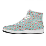 Pastel Cupcake Pattern Print High Top Leather Sneakers