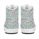 Pastel Cupcake Pattern Print High Top Leather Sneakers