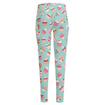 Pastel Cupcake Pattern Print High-Waisted Pocket Leggings