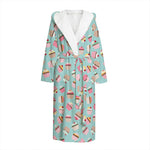 Pastel Cupcake Pattern Print Hooded Bathrobe