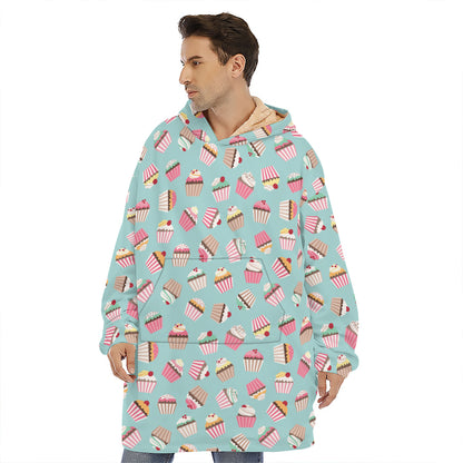 Pastel Cupcake Pattern Print Hoodie Blanket